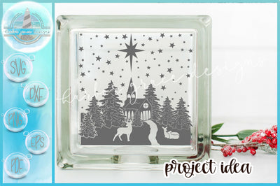 Church with Deer Glass Block Design SVG Dxf Eps PNG files for Cricut Silhouette SVG SVGcraze 