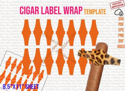 Cigar Label Template, Cigar Wrapper Template, Cigar Wrapper, Cigar Wrap, Cigar Label Template, SVG, DXF, Ms Word Docx, Png, 8.5"x11" sheet SVG 1966digi 