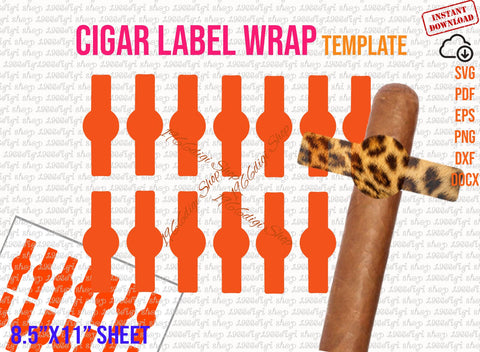 Cigar Wrap Bundle Template, Cigar Wrapper Template, Cigar Wrap, Cigar Wrap, Cigar Label Template, SVG, DXF, Word Docx, Png, 8.5"x11" sheet SVG 1966digi 