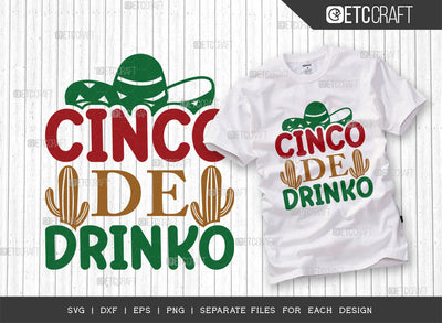 cinco de drinko SVG Cut File, Cinco De Mayo Svg, Fiesta Svg, Mexican Svg, Maracas Svg, Fiesta Squad Svg, Mexican Quote Design, ETC T000403 SVG ETC Craft 