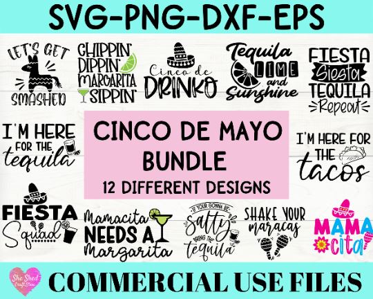 Cinco De Mayo Bundle Svg Cut Files SVG She Shed Craft Store 
