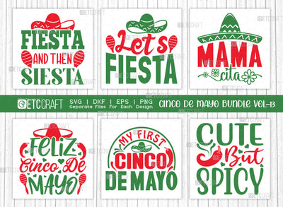 Cinco De Mayo Bundle Vol-13 | Fiesta And Then Siesta Svg | Let's Fiesta Svg | Mamacita Svg | Feliz Cinco De Mayo Svg | Mexican Quote Design SVG ETC Craft 