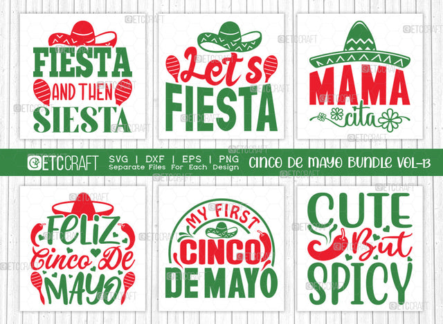Cinco De Mayo Bundle Vol-13 | Fiesta And Then Siesta Svg | Let's Fiesta Svg | Mamacita Svg | Feliz Cinco De Mayo Svg | Mexican Quote Design SVG ETC Craft 