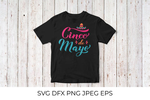 Cinco De Mayo calligraphy hand lettering with Sombrero hat SVG LaBelezoka 