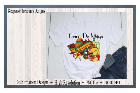 Cinco De Mayo, Fiesta Design With Multiple Uses, Cinco De Mayo Clipart, Digital Download, Sublimation PNG, Sublimation Keepsake Treasures Designs LLC. 