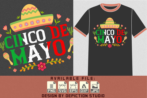 Cinco De Mayo Hat T-Shirt, Happy Cinco De Mayo Shirt, Cinco De Mayo Flower Shirt Print Template Sketch DESIGN Depiction Studio 
