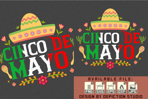Cinco De Mayo Hat T-Shirt, Happy Cinco De Mayo Shirt, Cinco De Mayo Flower Shirt Print Template Sketch DESIGN Depiction Studio 