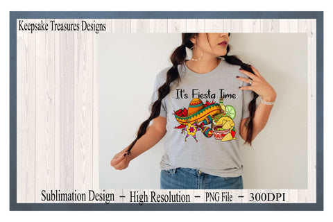 Cinco De Mayo, It's Fiesta Time, Mexican Holiday, May 5th Fiesta Design, Sublimation PNG, Digital Design Sublimation Keepsake Treasures Designs LLC. 