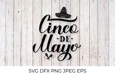 Cinco De Mayo lettering with Sombrero and maracas SVG LaBelezoka 