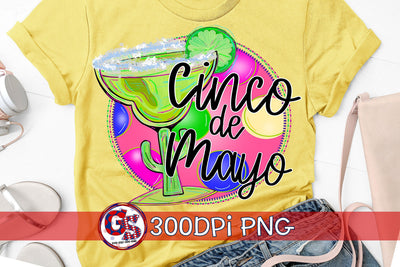 Cinco de Mayo Margarita Circle PNG for Sublimation Sublimation Greedy Stitches 