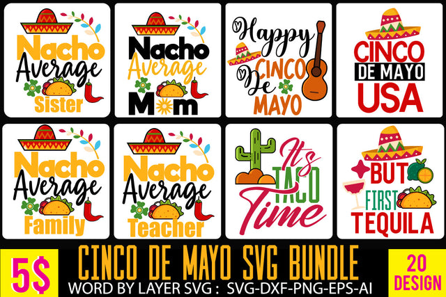 Cinco De Mayo SVG Bundle , Cinco De MAyo SVG Bundle Quotes SVG BlackCatsMedia 