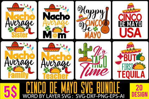 Cinco De Mayo SVG Bundle , Cinco De MAyo SVG Bundle Quotes SVG BlackCatsMedia 