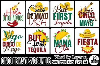 CINCO DE MAYO SVG BUNDLE SVG Cut File SVGs,quotes-and-sayings,food-drink mini-bundles,print-cut,on-sale Clipart Clip Art Sublimation or Vinyl Shirt Design SVG DesignPlante 503 