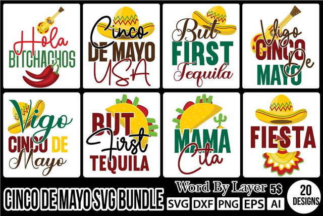 CINCO DE MAYO SVG BUNDLE SVG Cut File SVGs,quotes-and-sayings,food-drink mini-bundles,print-cut,on-sale Clipart Clip Art Sublimation or Vinyl Shirt Design SVG DesignPlante 503 