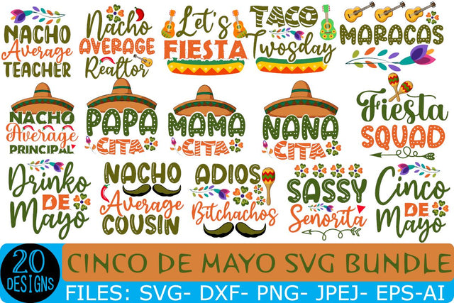 Cinco De Mayo SVG Bundle,Cinco De Mayo SVG Bundle Quotes, Let's Fiesta Svg, Mamacita Svg, Feliz Cinco De Mayo Svg SVG Rafiqul20606 