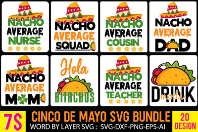 Cinco De Mayo SVG Bundle,Cinco De Mayo SVG Bundle Quotes,Cinco De Mayo 20 Design SVG BlackCatsMedia 
