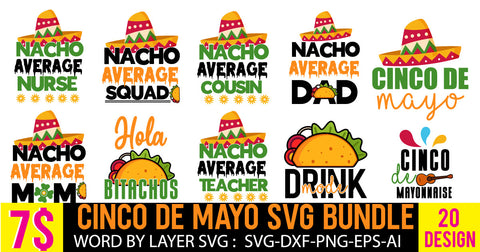 Cinco De Mayo SVG Bundle,Cinco De Mayo SVG Bundle Quotes,Cinco De Mayo 20 Design SVG BlackCatsMedia 