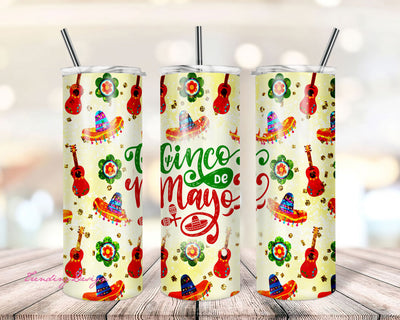Cinco De Mayo Tumbler Design Mexican Style 20oz Skinny Straight Tumbler Wrap Digital Download PNG Sublimation Margarita Holiday Serape Sublimation TrendingDesign 