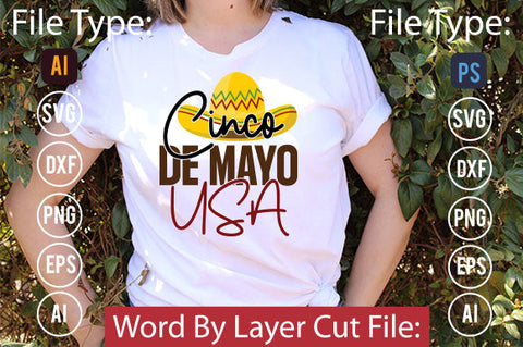 Cinco De Mayo Usa SVG Cut File SVGs,quotes-and-sayings,food-drink mini-bundles,print-cut,on-sale Clipart Clip Art Sublimation or Vinyl Shirt Design SVG DesignPlante 503 