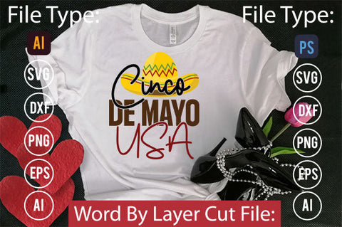 Cinco De Mayo Usa SVG Cut File SVGs,quotes-and-sayings,food-drink mini-bundles,print-cut,on-sale Clipart Clip Art Sublimation or Vinyl Shirt Design SVG DesignPlante 503 