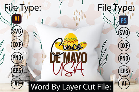 Cinco De Mayo Usa SVG Cut File SVGs,quotes-and-sayings,food-drink mini-bundles,print-cut,on-sale Clipart Clip Art Sublimation or Vinyl Shirt Design SVG DesignPlante 503 