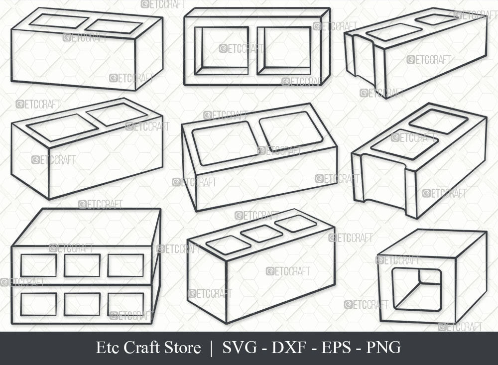 Cinder Block SVG, Cinder Block Outline, Building Blocks Svg, Concrete ...