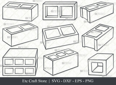 Cinder Block SVG, Cinder Block Outline, Building Blocks Svg, Concrete Blocks Svg, Bricks Svg, Toy Bricks Svg, Building Brickss Svg, Blocks Bundle SVG ETC Craft 