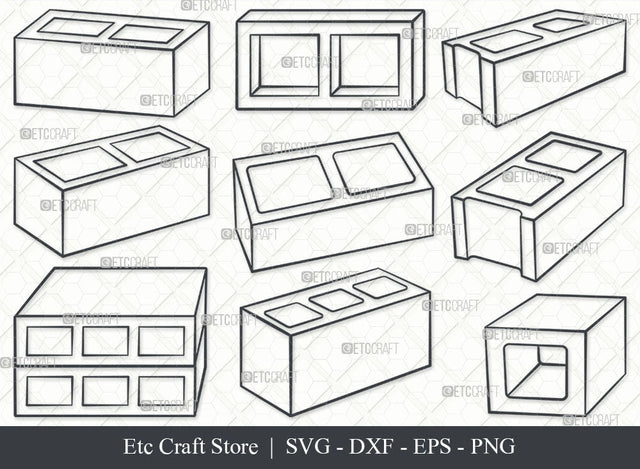 Cinder Block SVG, Cinder Block Outline, Building Blocks Svg, Concrete Blocks Svg, Bricks Svg, Toy Bricks Svg, Building Brickss Svg, Blocks Bundle SVG ETC Craft 