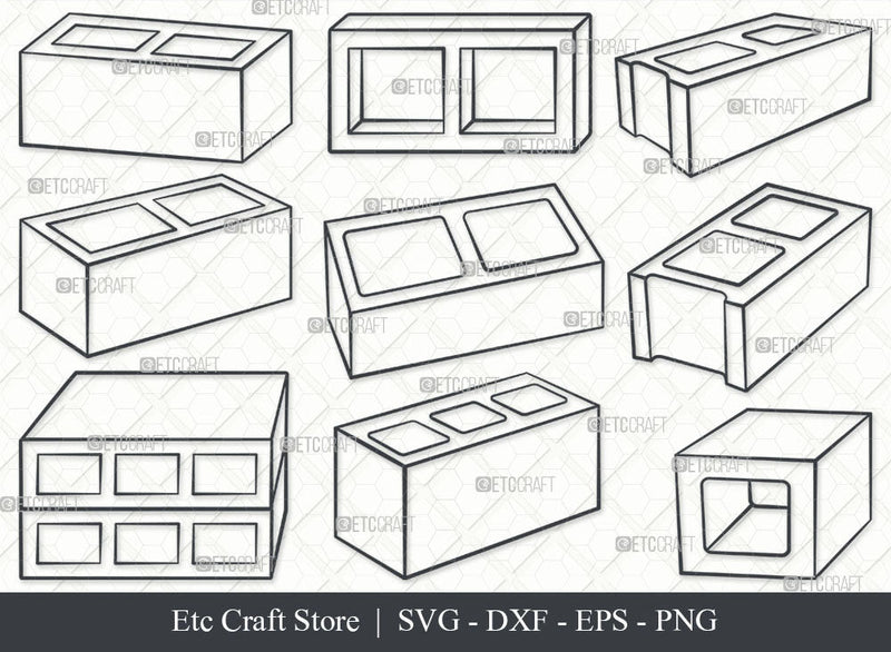 Cinder Block SVG, Cinder Block Outline, Building Blocks Svg, Concrete