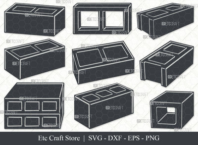 Cinder Block SVG, Cinder Block Silhouette, Building Blocks Svg, Concrete Blocks Svg, Bricks Svg, Toy Bricks Svg, Building Bricks Svg, Blocks Bundle SVG ETC Craft 