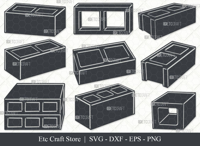 Cinder Block SVG, Cinder Block Silhouette, Building Blocks Svg, Concrete Blocks Svg, Bricks Svg, Toy Bricks Svg, Building Bricks Svg, Blocks Bundle SVG ETC Craft 