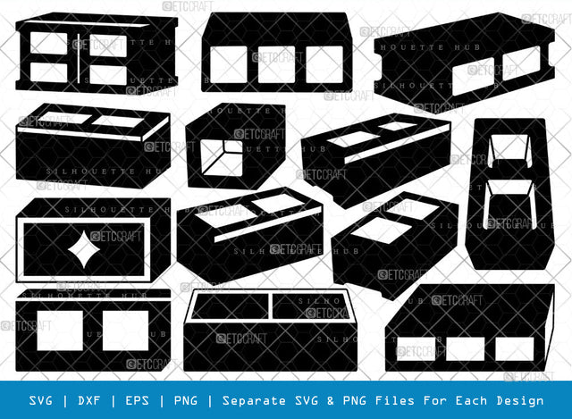 Cinder Block SVG, Cinder Block Silhouette, Building Blocks Svg, Concrete Blocks Svg, Bricks Svg, Toy Bricks Svg, Building Brickss Svg, Blocks Bundle SVG ETC Craft 