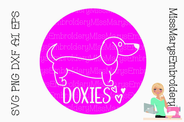 Circle Doxies with hearts SVG MissMarysEmbroidery 