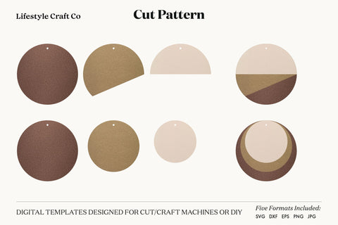 Circle Earring SVG, Faux Leather Earring Templates, Cricut cut file SVG Lifestyle Craft Co 