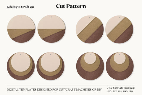 Circle Earring SVG, Faux Leather Earring Templates, Cricut cut file SVG Lifestyle Craft Co 