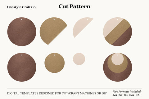 Circle Earring SVG, Faux Leather Earring Templates, Cricut cut file SVG Lifestyle Craft Co 