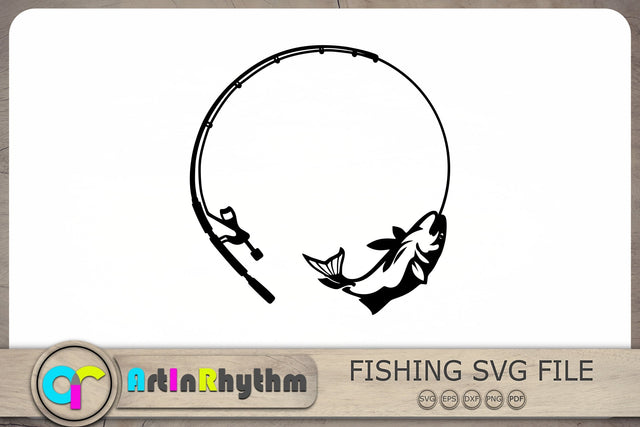 Circle Fishing Rod Svg, Fish Monogram Svg, Fish Svg, Fishing Svg SVG Artinrhythm shop 
