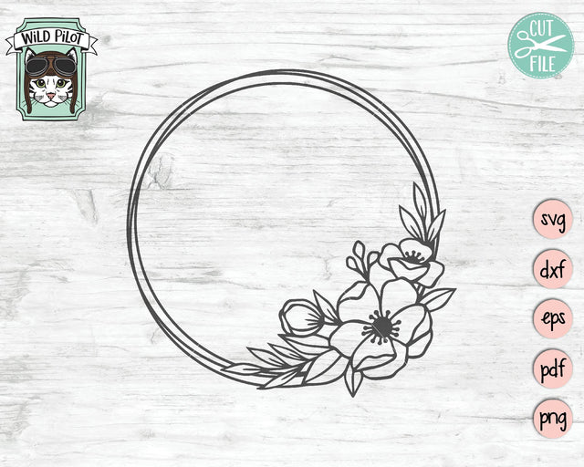 Circle Floral Monogram Frame SVG Cut File SVG Wild Pilot 