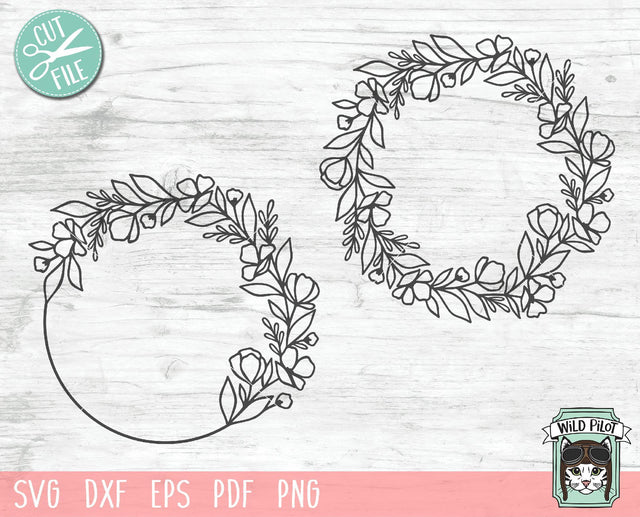 Circle Floral Monogram Frame SVG Cut File SVG Wild Pilot 