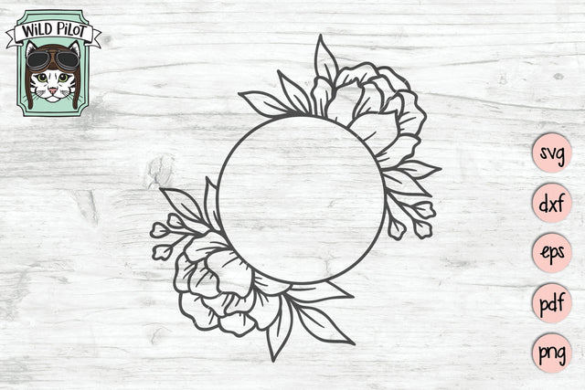 Circle Floral Monogram Frame SVG Cut File SVG Wild Pilot 