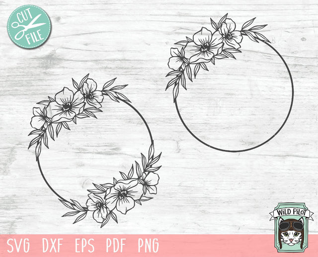 Circle Floral Monogram Frame SVG Cut File SVG Wild Pilot 