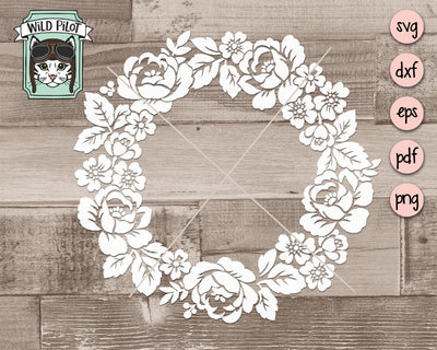 Circle Floral Monogram Wreath Frame SVG Cut File SVG Wild Pilot 