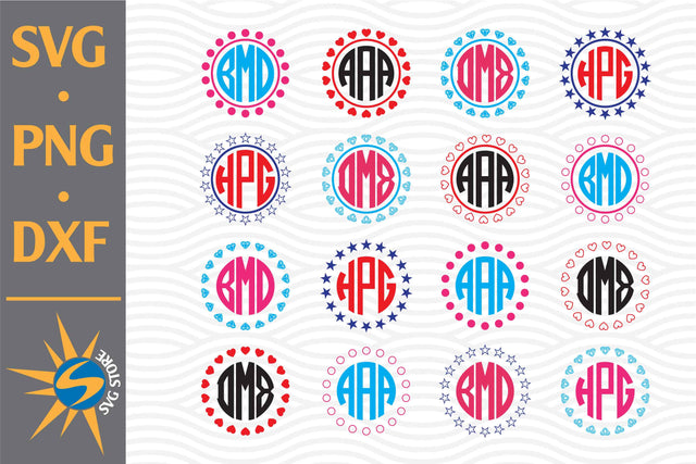 Circle Frame Monogram SVG, PNG, DXF Digital Files Include SVG SVGStoreShop 