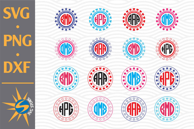 Circle Frame Monogram SVG, PNG, DXF Digital Files Include SVG SVGStoreShop 