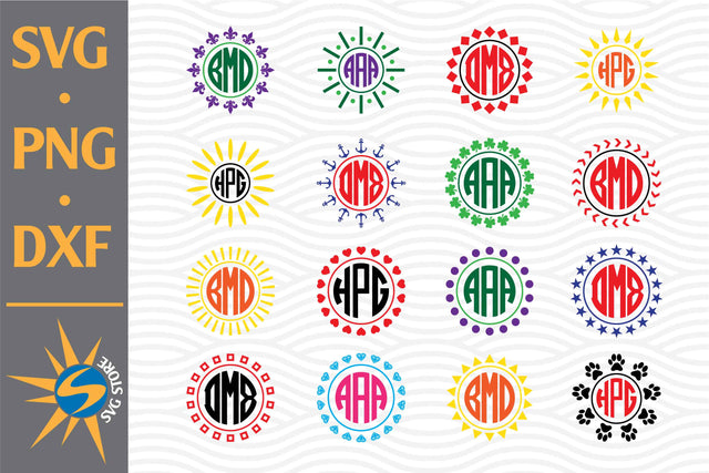 Circle Frame Monogram SVG, PNG, DXF Digital Files Include SVG SVGStoreShop 