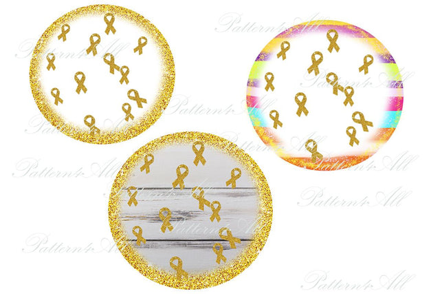 Circle Frame Png,Childhood Cancer Clipart,Gold Ribbon PN,Childhood Cancer Awareness,Gold Glitter,Childhood Cancer,Sublimation element design 3D Paper ArtStudio 