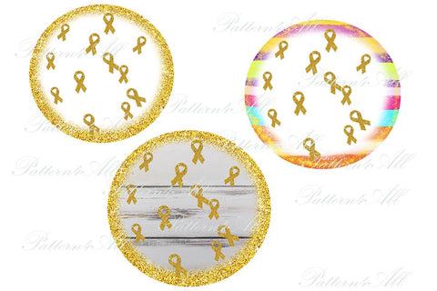 Circle Frame Png,Childhood Cancer Clipart,Gold Ribbon PN,Childhood Cancer Awareness,Gold Glitter,Childhood Cancer,Sublimation element design 3D Paper ArtStudio 