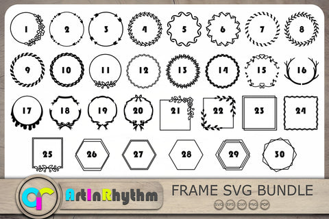 Circle Frame Svg Bundle, Wreath Svg, Frames Svg, Circle Monograms Svg SVG Artinrhythm shop 