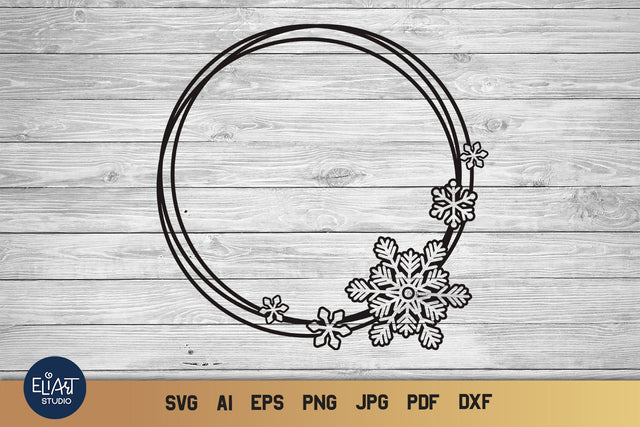 Circle Frame SVG, Christmas SVG Monogram, Snowflake Frame. SVG Elinorka 
