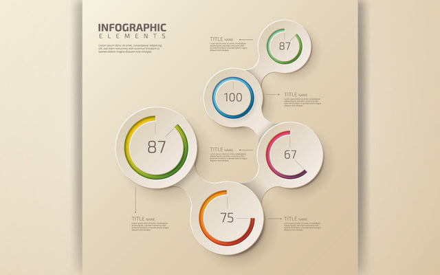 Circle infographic number percentage options. Timeline design with lines can be used for workflow layout, diagram, presentation, and web design. Business concept with 4 options percentage, steps, or processes. SVG naemmiah021 